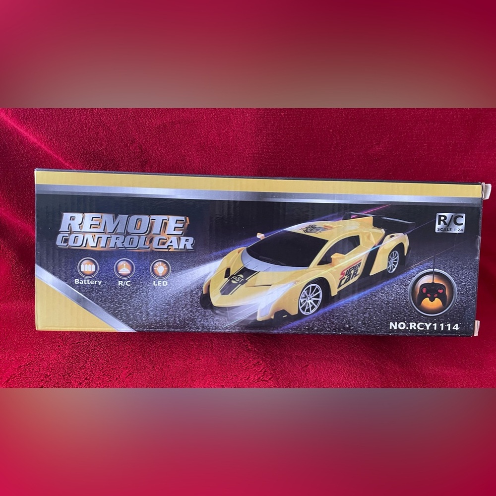 NEW Growsland R/C Remote Control Yellow Super Car Battery Operated LED Lights